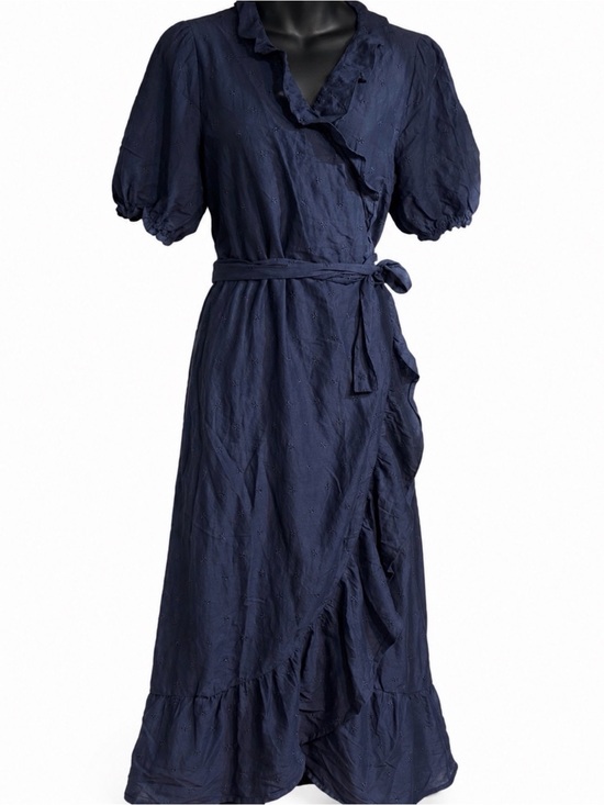 Old Navy Dresses & Skirts - Old Navy Womens Navy Blue Star Embroidered Ruffle Wrap Midi Dress XL